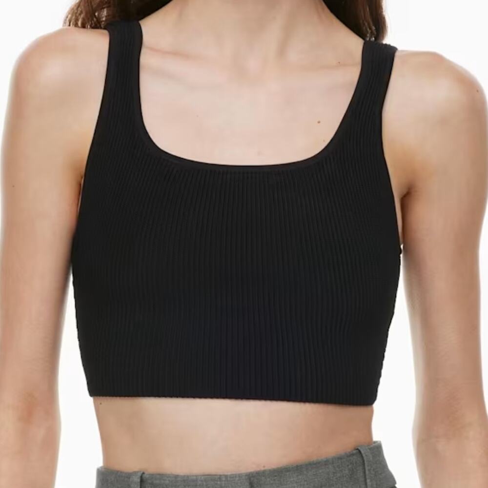 Aritzia Babaton Sculpt Ribbed Knit Squareneck Cropped Tank Black Large